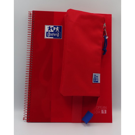 Pack cuaderno + portatodo triple rojo Oxford